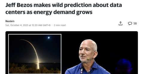 杰夫·贝佐斯看好太空数据中心，性能或超越地球设施